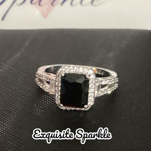 🖤Stunning Sterling Silver (925) 3.75C Emerald Cut Genuine Black Onyx 💎 R… - Picture 9 of 16